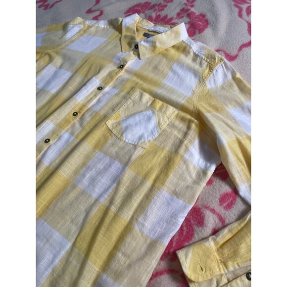 Natural Reflections 100% Cotton yellow & white pattern long sleeve plus SZ XXL - Picture 2 of 8